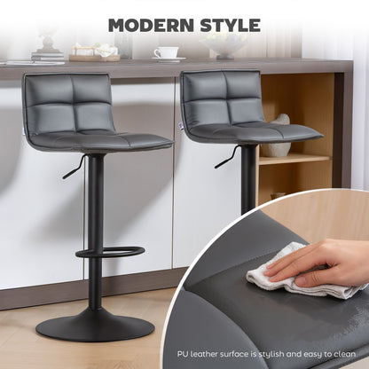 Bar Stools Set of 2 Swivel Height Adjustable Barstools Dark Grey