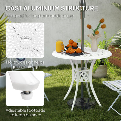 78 cm Round Garden Dining Table with Parasol Hole, White