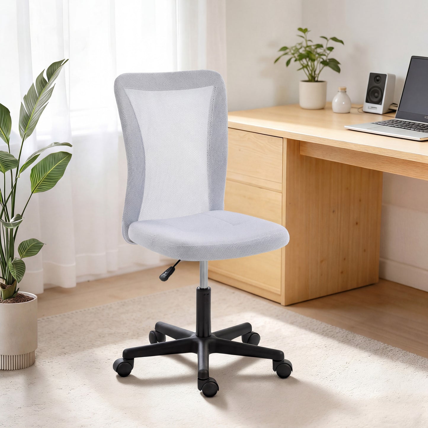 Vinsetto Mesh Office Chair Armless Adjustable Height White