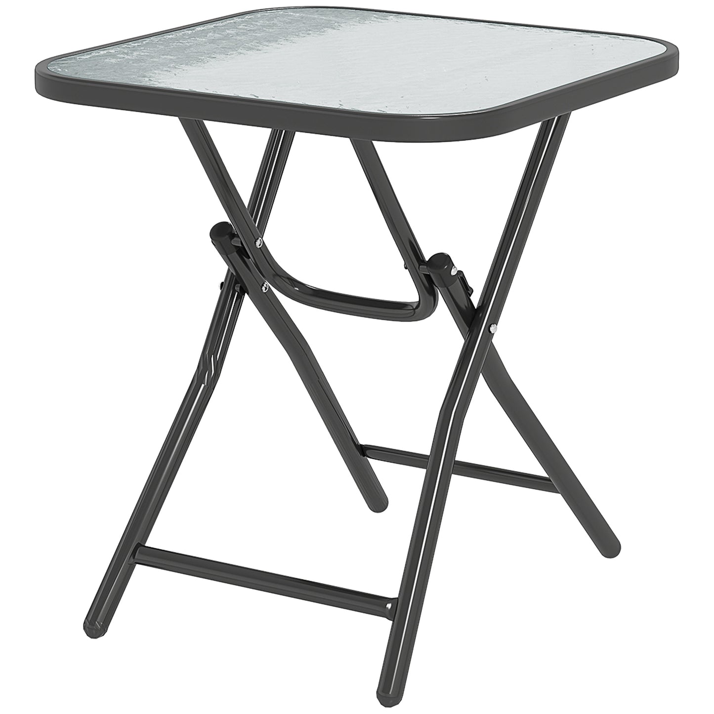 Folding Garden Table Square Foldable Table with Safety Buckle Black