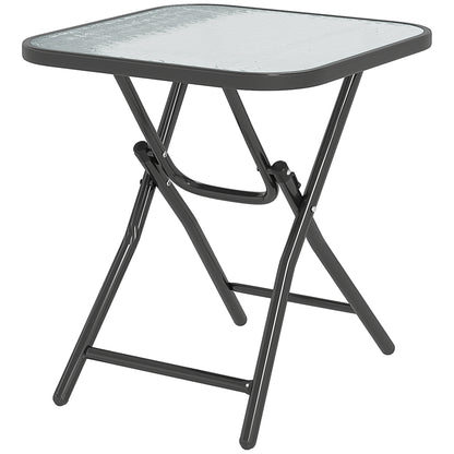 Folding Garden Table Square Foldable Table with Safety Buckle Black