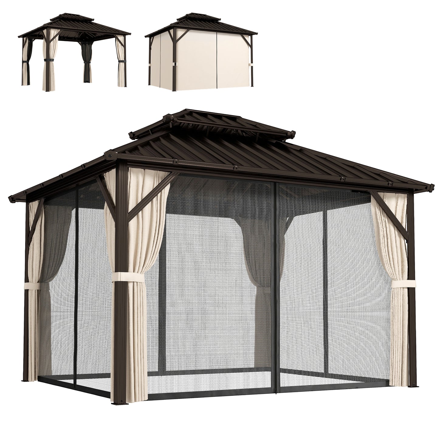 3 x 3 m Hardtop Gazebo Canopy with Aluminium Frame, Garden Gazebo