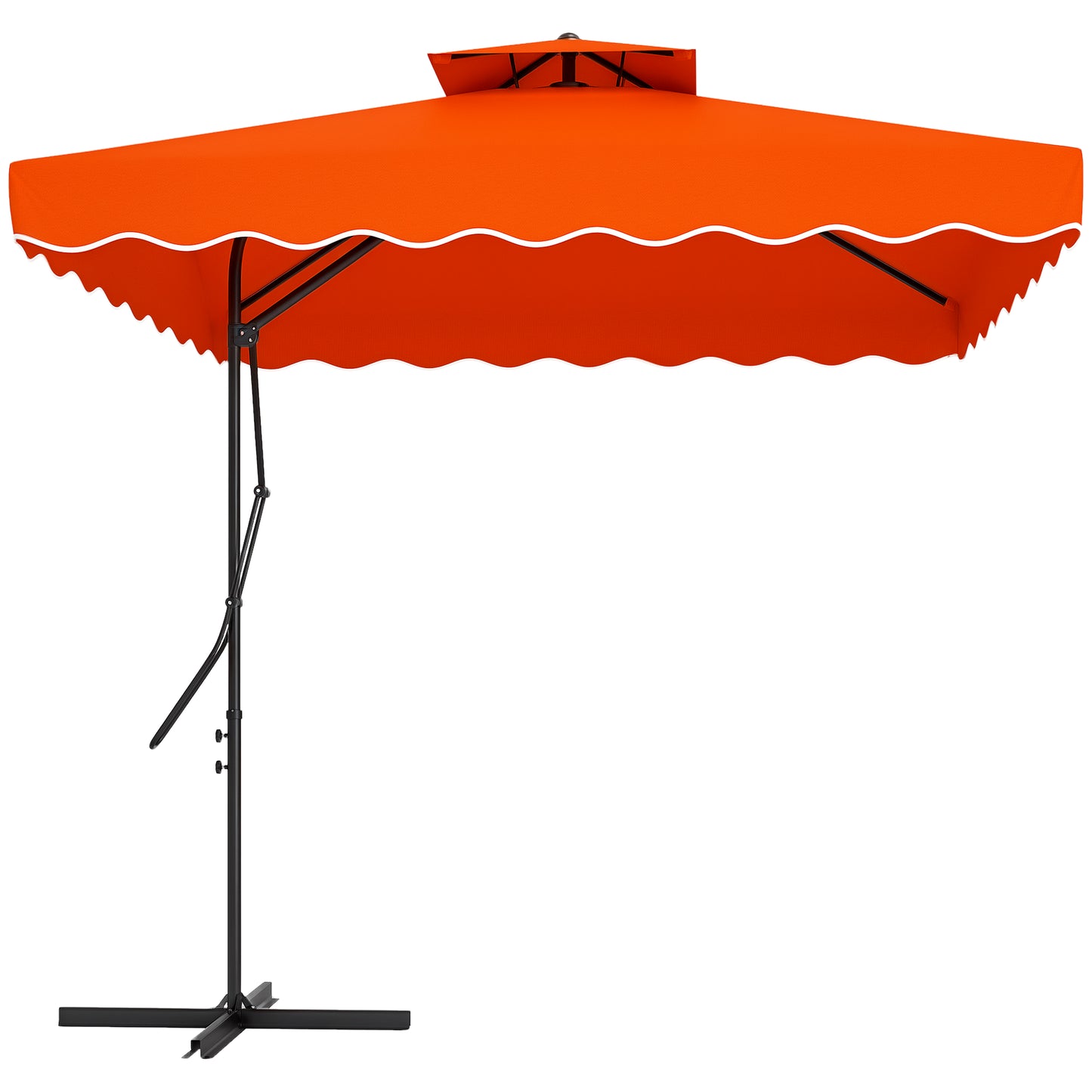 2.5m Cantilever Garden Parasol Umbrella with Cross Base, Orange
