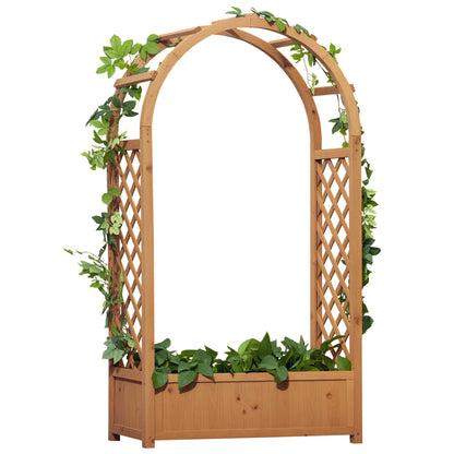 Raised Garden Bed with Arch Trellis, Garden Planter Box, Brown