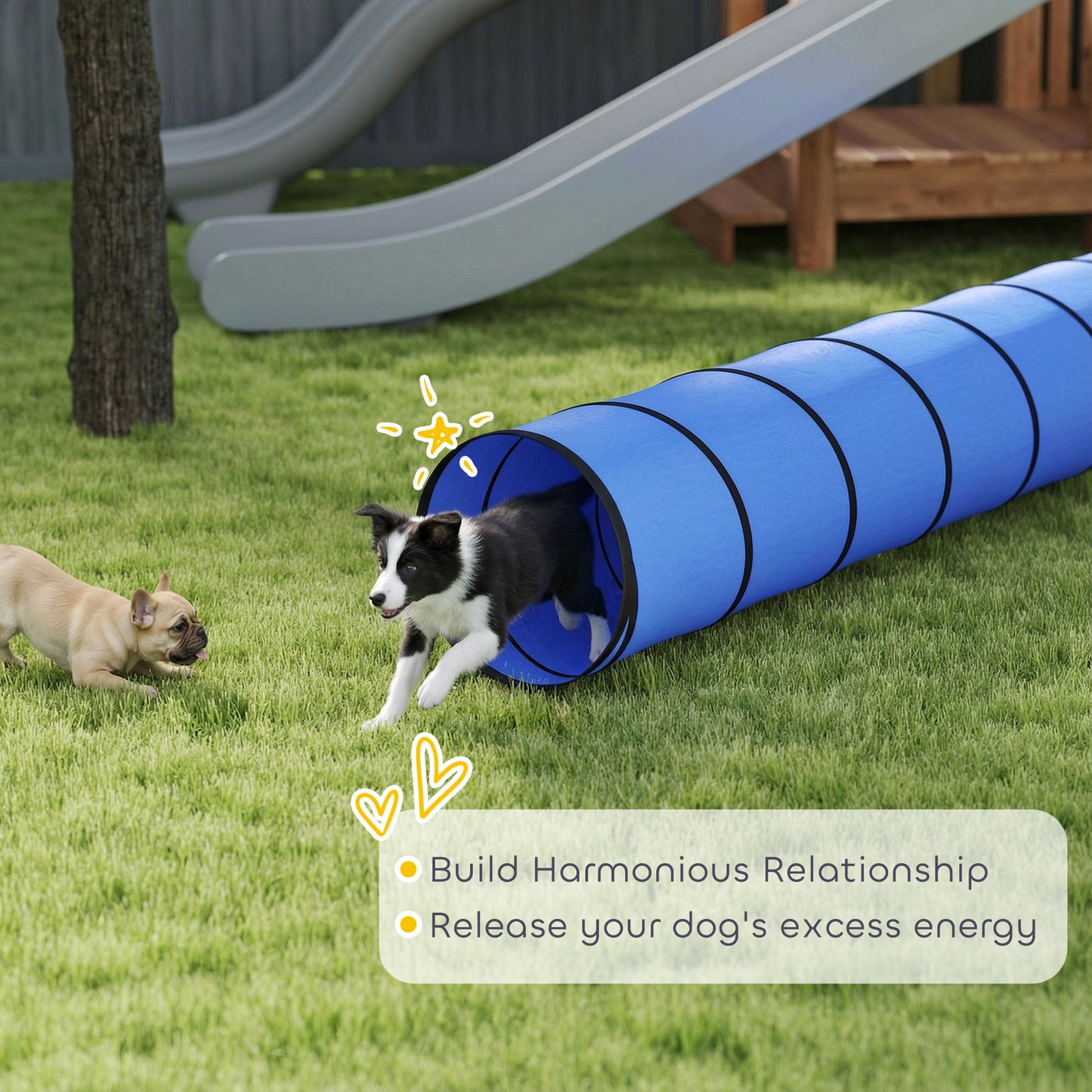 Dog Tunnel 500cm , Foldable Play Tunnel with 6 Ground Pegs and Bag