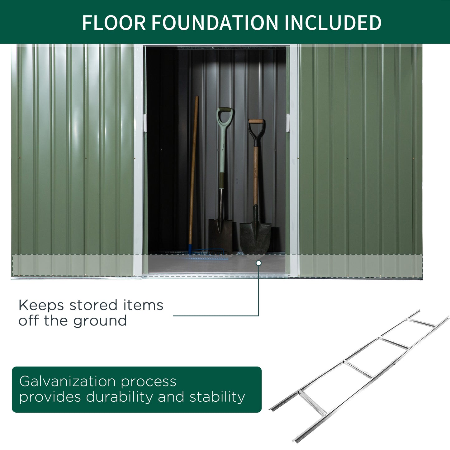9x4ft Garden Storage Shed Green