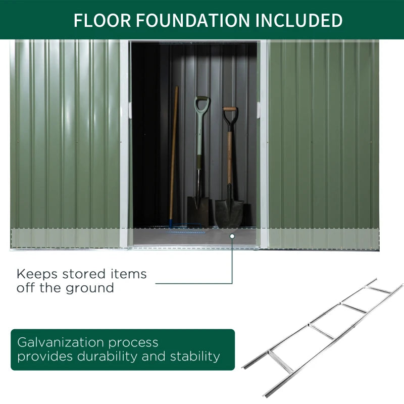 9x4ft Garden Storage Shed Green