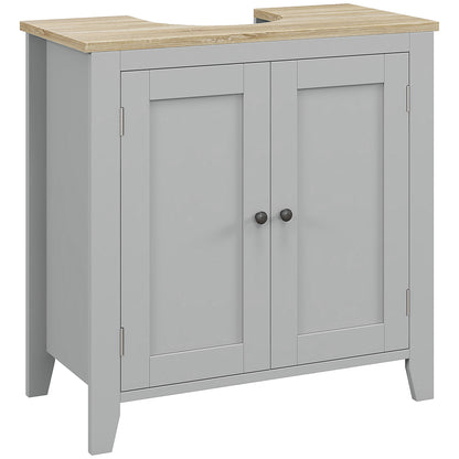 Bathroom Pedestal Under Sink Cabinet with Adjustable Shelf, Grey