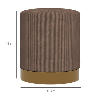 Modern Round Footstool, Fabric Upholstered Foot Rest, Light Brown