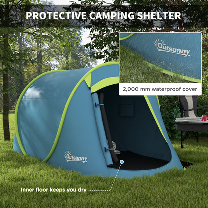 Pop up Camping Tent for 2 Man, 2000mm Waterproof with Carry Bag, Blue