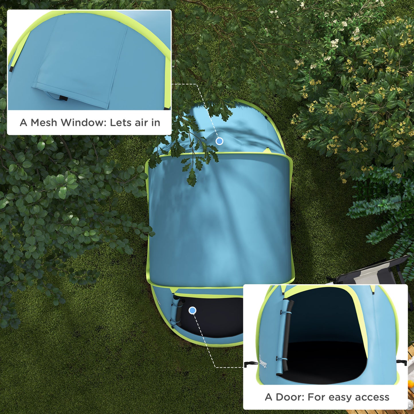 Pop up Camping Tent for 2 Man, 2000mm Waterproof with Carry Bag, Blue