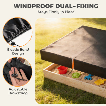 Sandbox Cover, Square Sandpit Cover with Drawstring & Elastic Band