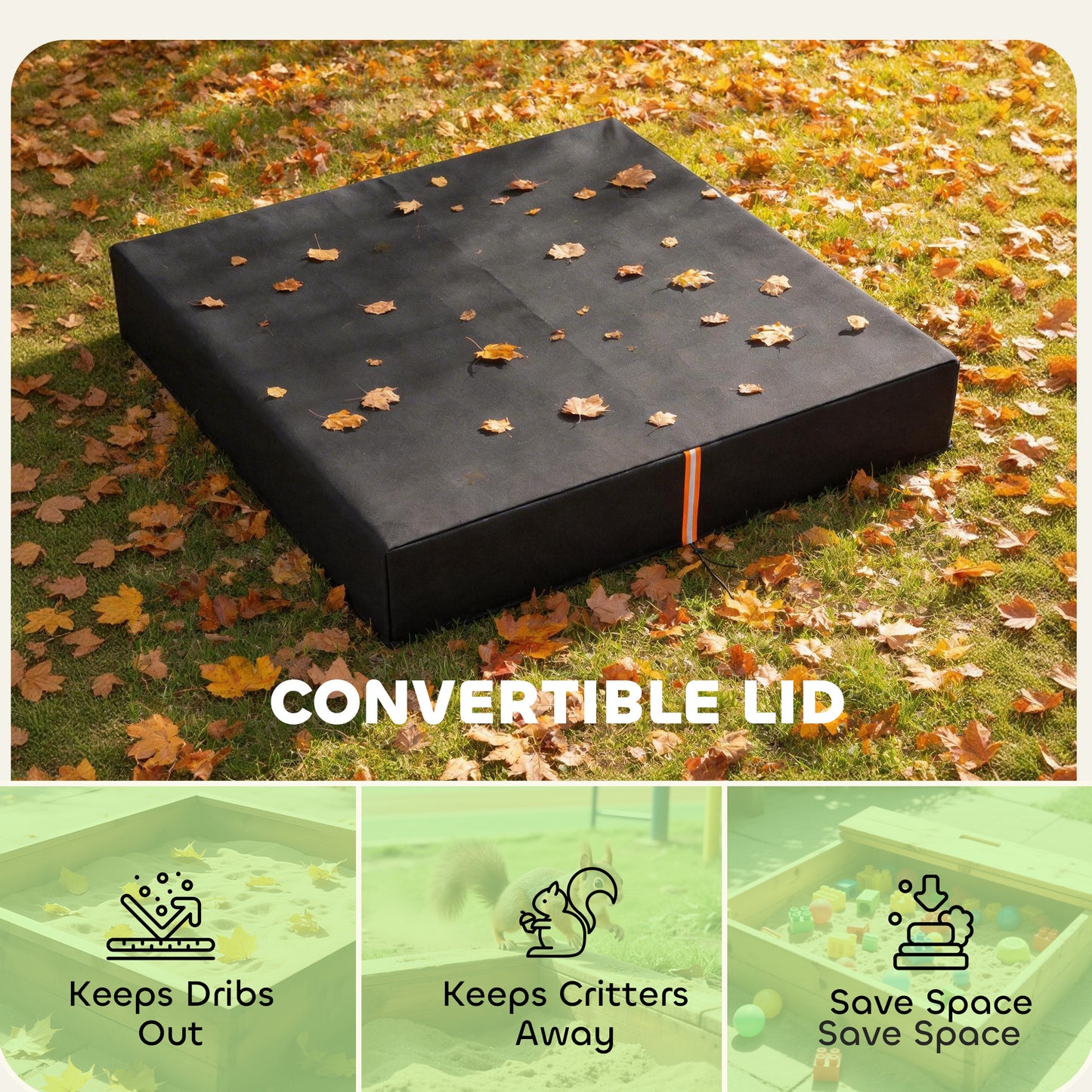 Sandbox Cover, Square Sandpit Cover with Drawstring & Elastic Band