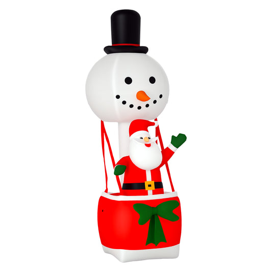 8ft Christmas Inflatable Santa Claus on Snowman Hot Air Balloon w/ Light