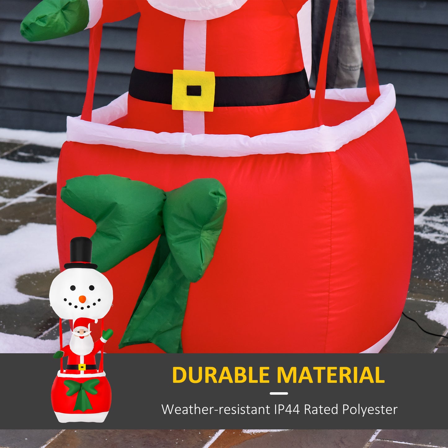 8ft Christmas Inflatable Santa Claus on Snowman Hot Air Balloon w/ Light