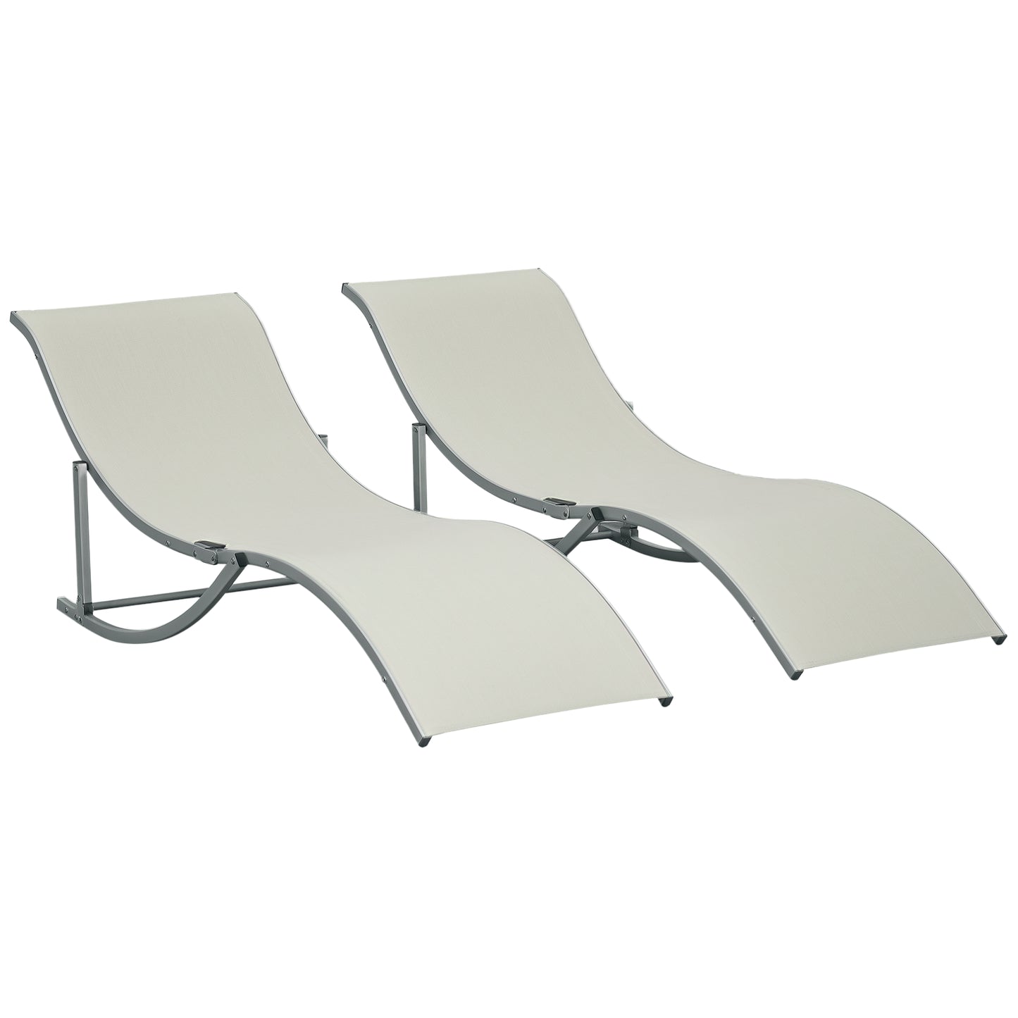Set of 2 Zero Gravity Lounge Chair Recliners Sun Lounger Beige