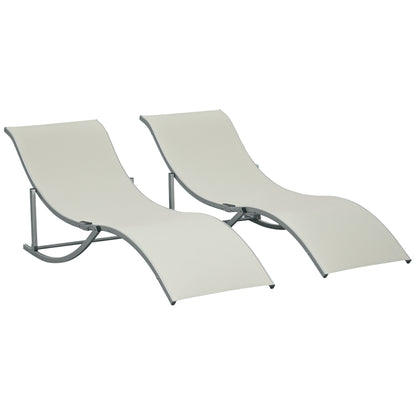 Set of 2 Zero Gravity Lounge Chair Recliners Sun Lounger Beige