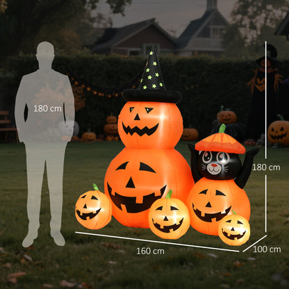 Pumpkin and Cat with LED Lights, Halloween Inflatables Decoration