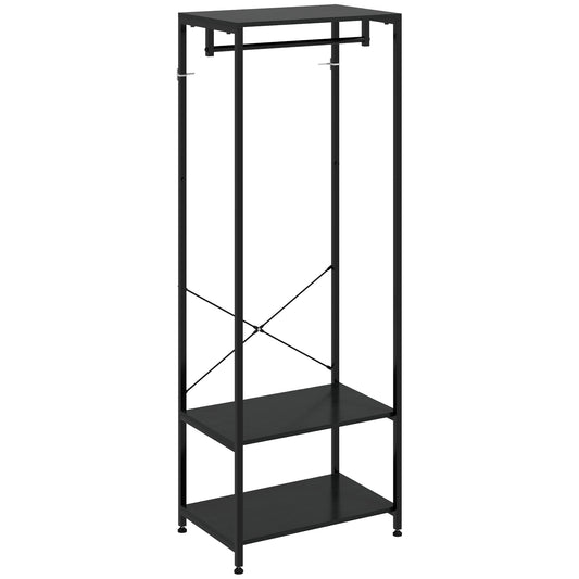 Coat Rack, 2-in-1 Clothes Stand with Shoe Storage for Hallway, Black