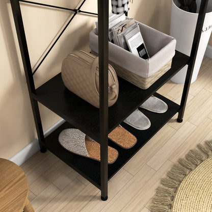 Coat Rack, 2-in-1 Clothes Stand with Shoe Storage for Hallway, Black