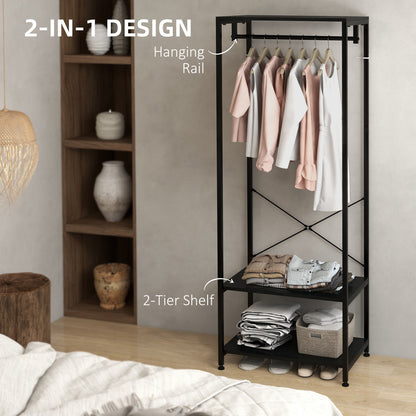 Coat Rack, 2-in-1 Clothes Stand with Shoe Storage for Hallway, Black