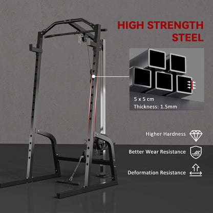 Cable Crossover Machine with Pulley System, Squat Rack