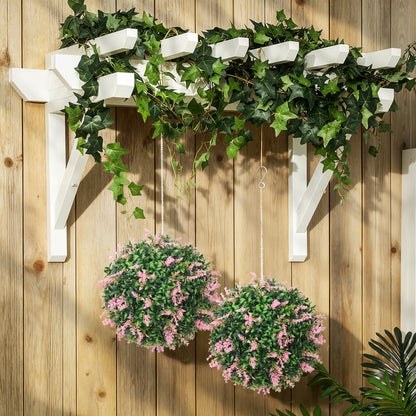 Set of 2 Artificial Plant Topiary Balls, Faux Plants, Pink
