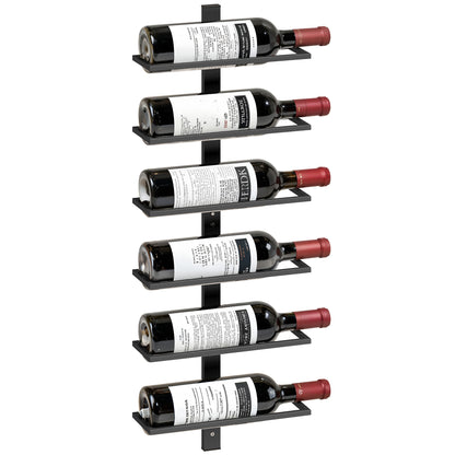 Wall Mount Wine Rack for 6 Wine Bottles, Black