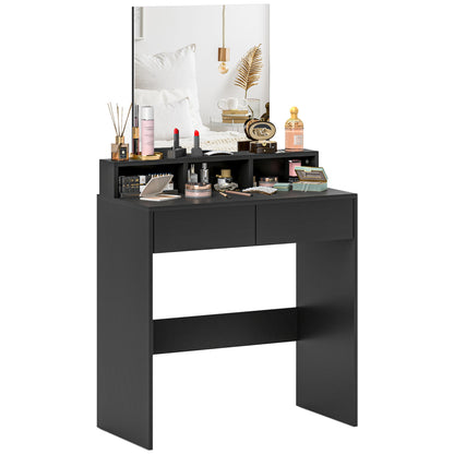 Dressing Table with Mirror, Drawers, for Bedroom, Black