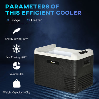 40L Car Refrigerator 12V Portable Freezer for Camping, Grey