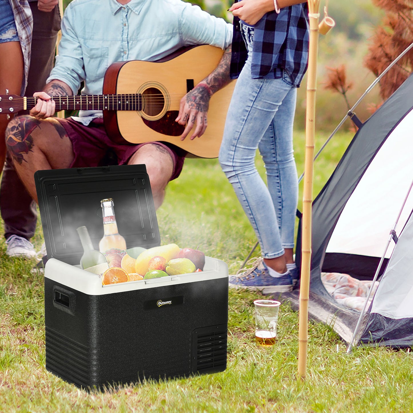 40L Car Refrigerator 12V Portable Freezer for Camping, Grey