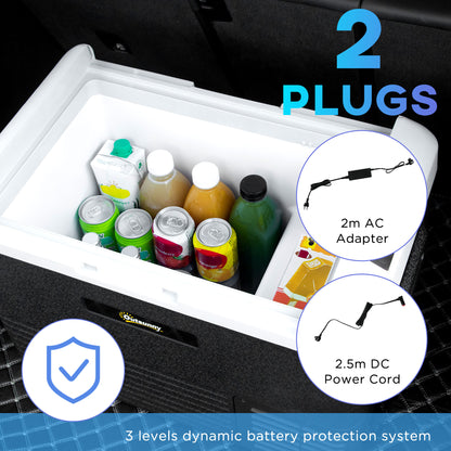 40L Car Refrigerator 12V Portable Freezer for Camping, Grey