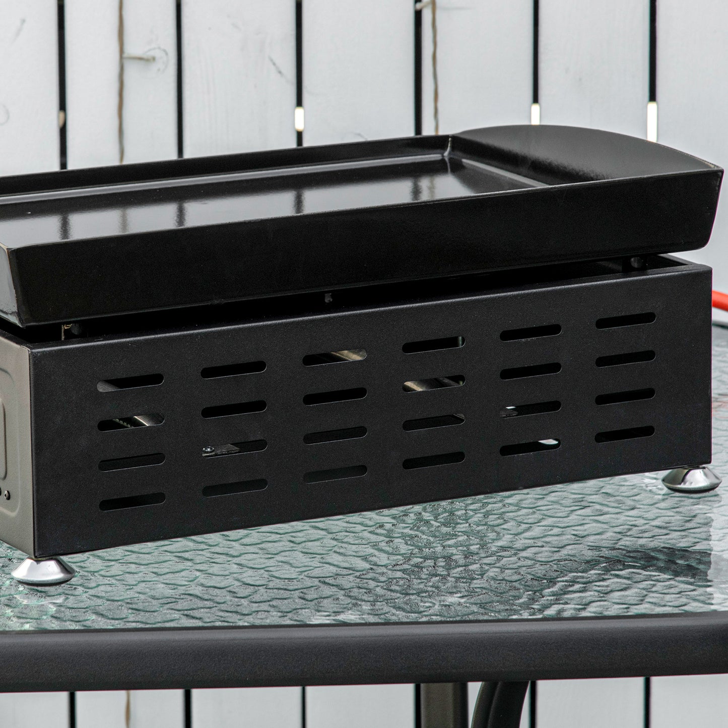 Portable Gas Plancha BBQ Grill with 2 Stainless Steel Burner, 6kW