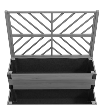 2-Tier Wooden Raised Bed with Trellis, Elevated Garden Planter