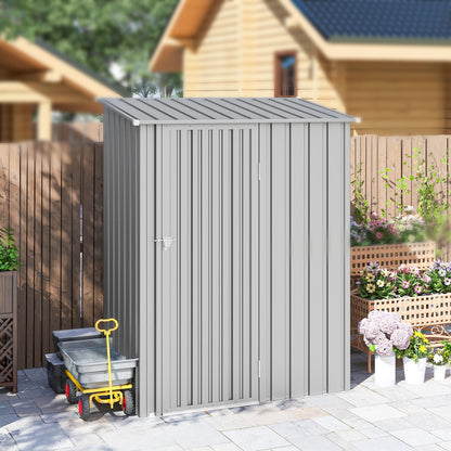 Outdoor Storage Shed Steel Garden Shed w/ Lockable Door Grey