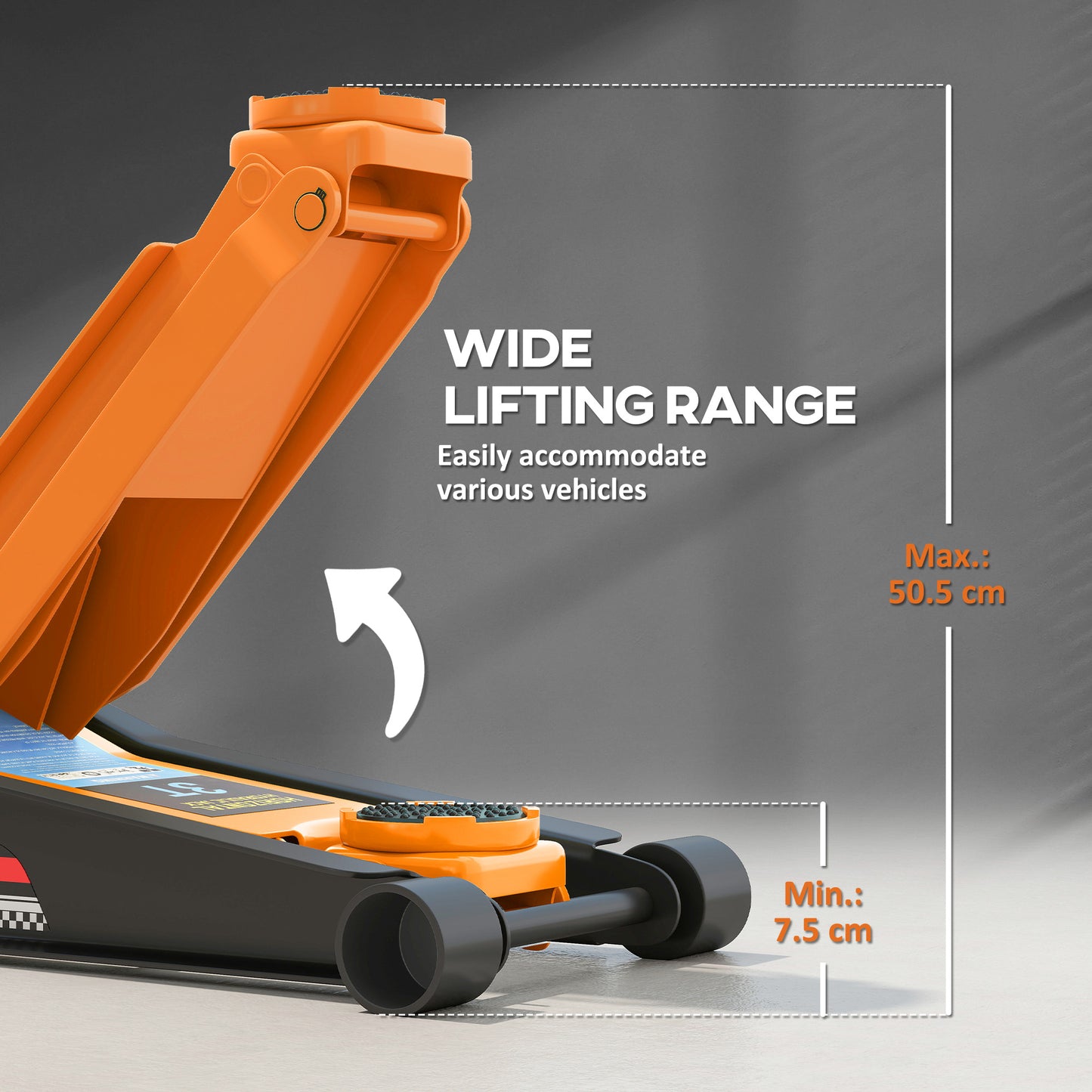 3 Ton Low Profile Floor Jack, 7.5-50.5 cm Hydraulic Car Trolley Jack