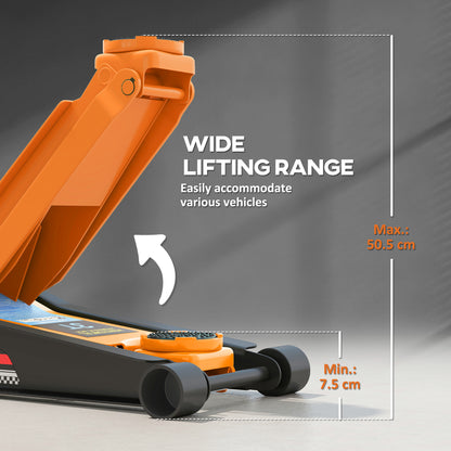 3 Ton Low Profile Floor Jack, 7.5-50.5 cm Hydraulic Car Trolley Jack