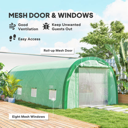 Walk-in Tunnel Greenhouse, Upgraded Structure, Mesh Door & Windows