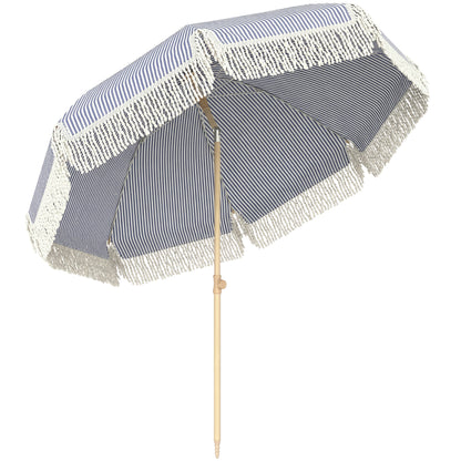1.7 m Beach Umbrella, Adjustable Height Portable Parasol, Blue