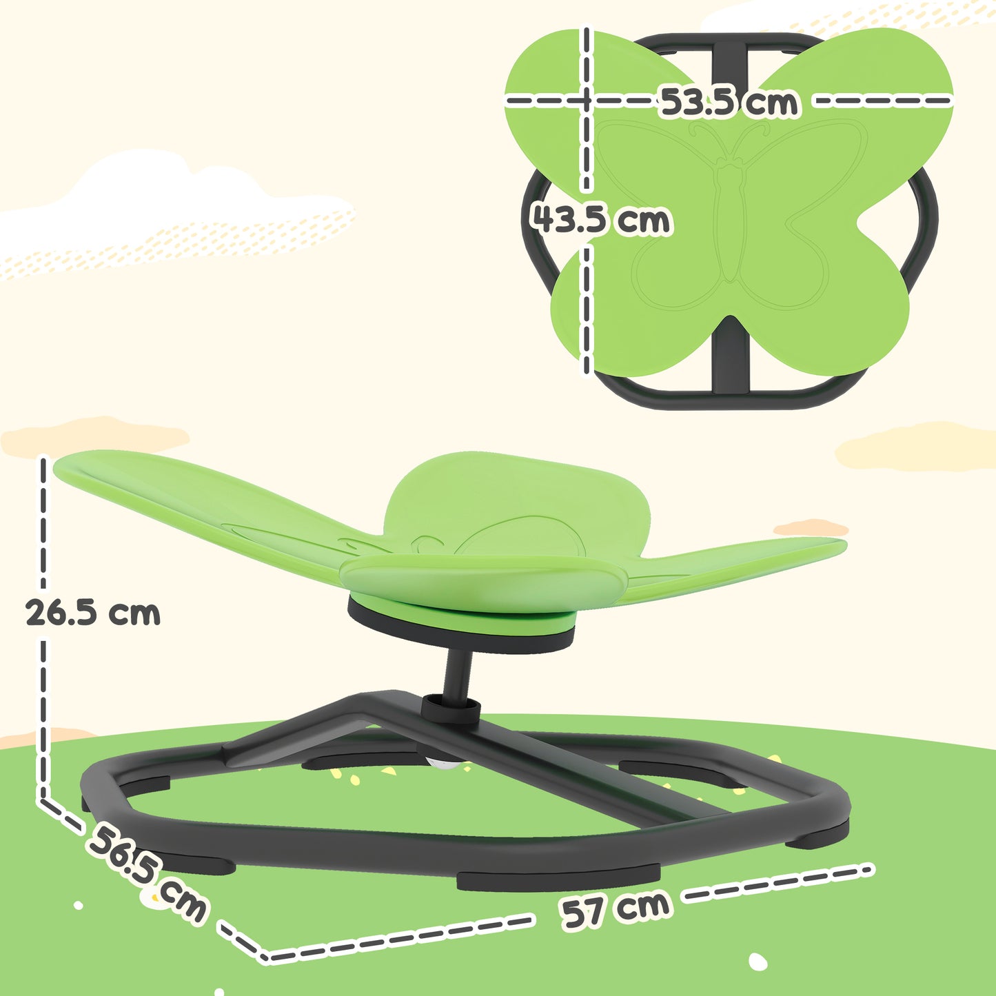 Butterfly-Shaped Kids Swivel Chair, Sensory Spinning Chair, Green