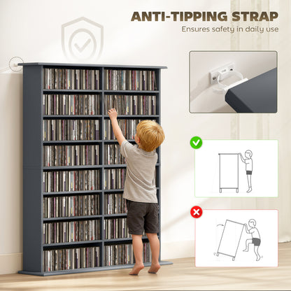 CD Storage Unit DVD Tower Blu-ray Storage Shelf for Office, Grey