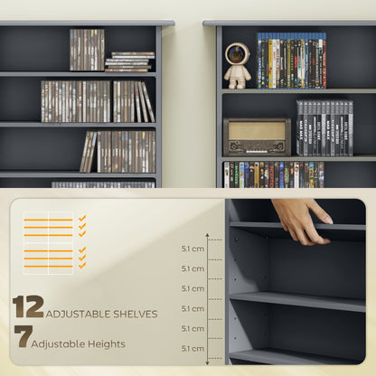 CD Storage Unit DVD Tower Blu-ray Storage Shelf for Office, Grey