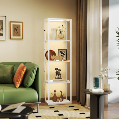 LED Floor Lamp with Glass Shelves, Dimmable Room Lamp, White