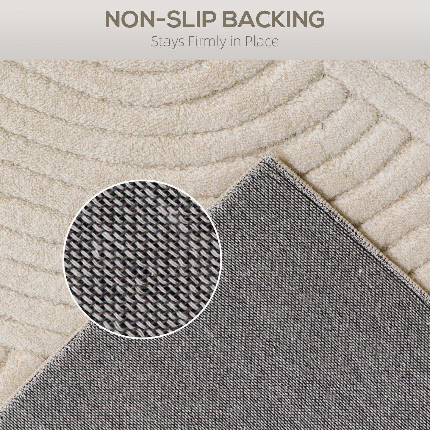 Modern Geometric Rug, Thick & Plush, Non-Slip, 160 x 120 cm – Cream