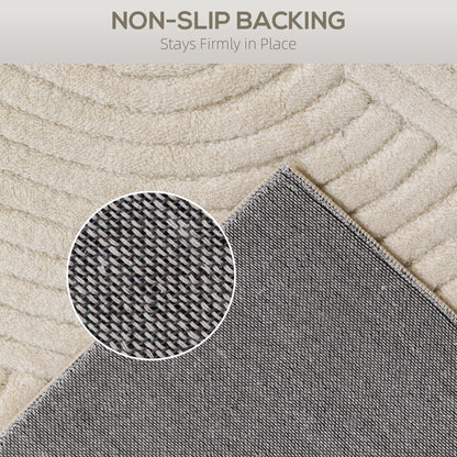 Modern Geometric Rug, Thick & Plush, Non-Slip, 160 x 120 cm – Cream