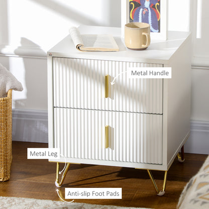 2 Drawer Dresser, Chest of Drawers Storage Cabinet, White