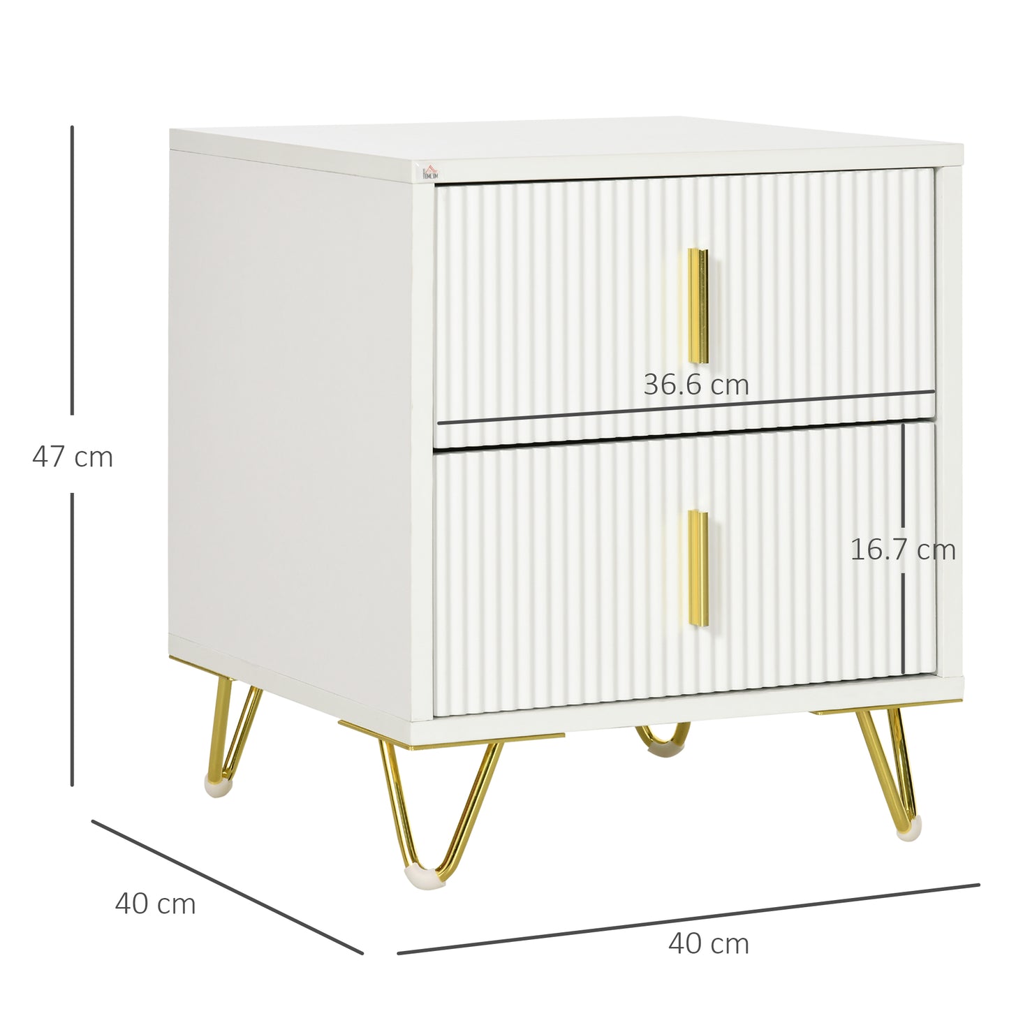 2 Drawer Dresser, Chest of Drawers Storage Cabinet, White