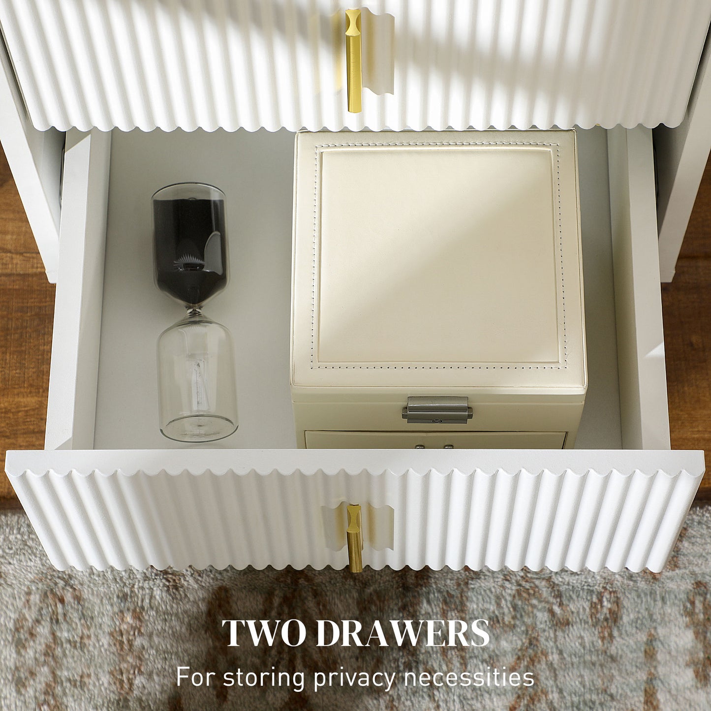 2 Drawer Dresser, Chest of Drawers Storage Cabinet, White