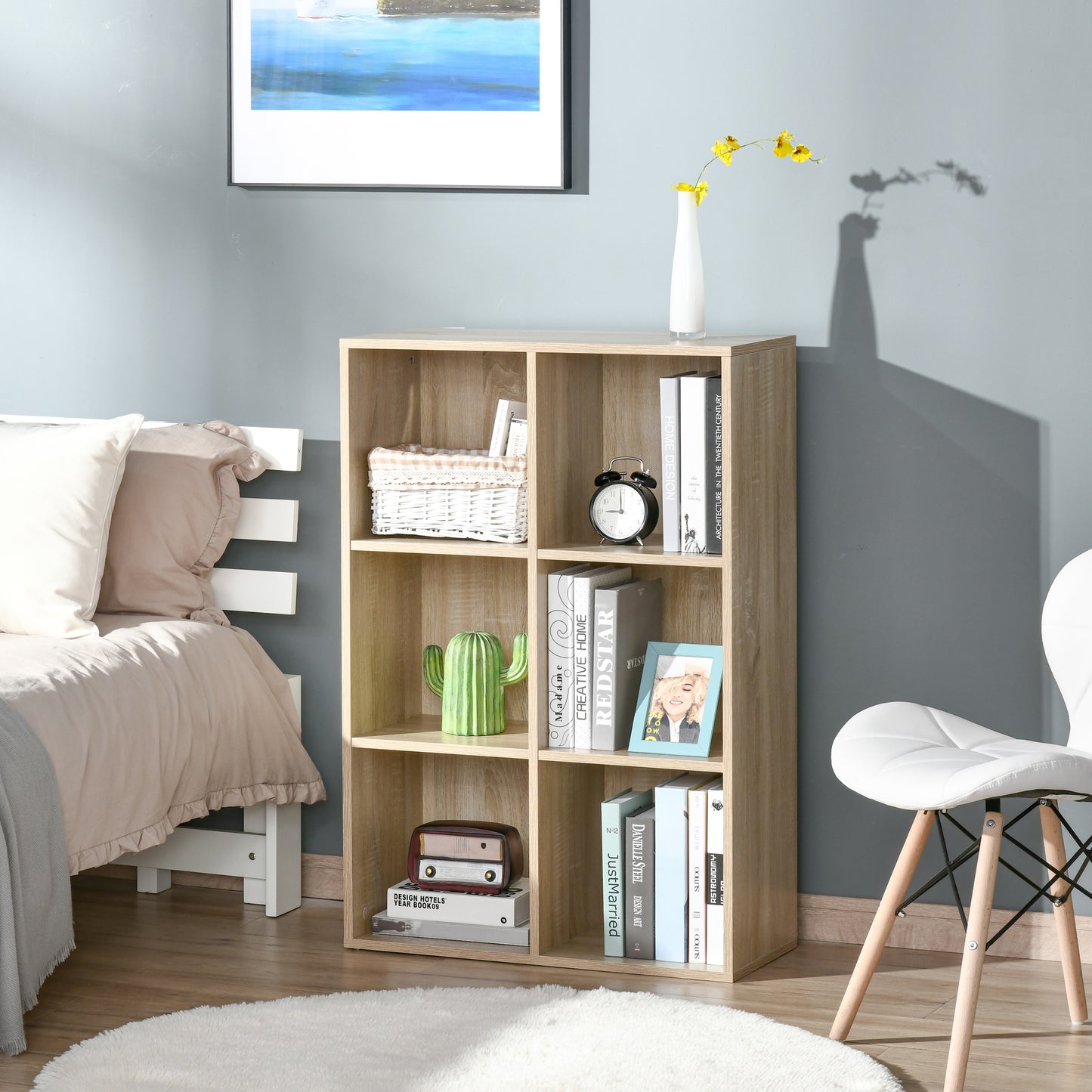 Cubic Cabinet Bookcase Storage Shelves for Home Office, Oak