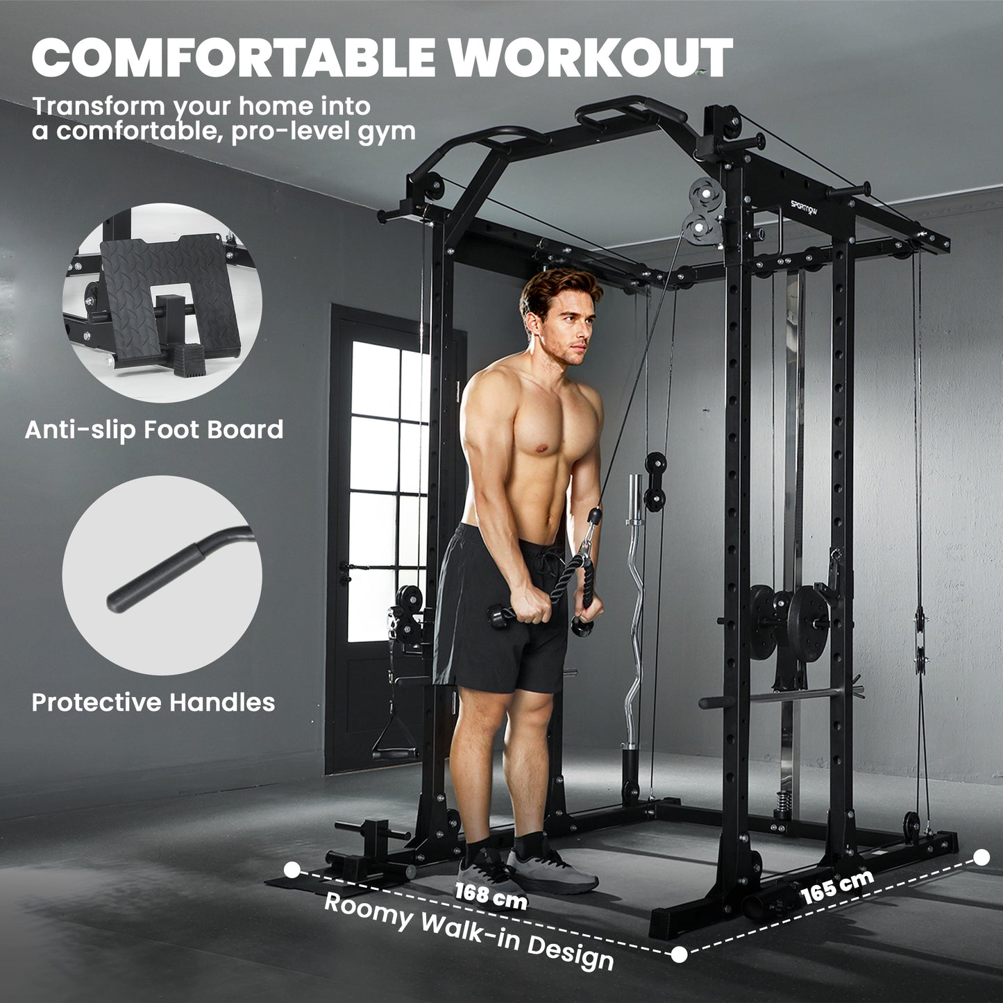 Cable Crossover Machine, 300kg Multi Gym Cable Pulley System